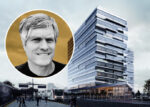 Phase 3 Real Estate Partners ceo Neil Fox and a rendering of the project at 121 E. Grand Ave., South San Francisco (LinkedIn, Skidmore, Owings & Merrill)
